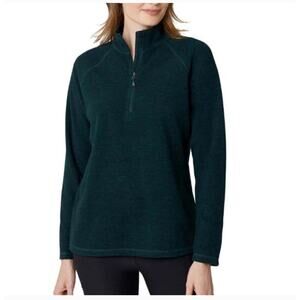 Eddie Bauer Women’s 1/4 Zip Fleece Pullover Green Large Cozy Outdoor Gorpcore